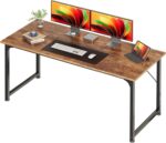 Huuger Computer Desk, 55 Inch Home Office Desk, Gaming Writing Work from Home Study Desk, Large Legroom, Sturdy Metal Frame, Modern Simple, Rustic Brown - Image 2