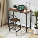 Set of 2 Bar Stools, 24.2 Inch Barstools for Kitchen Counter, High Backrest Counter Height Stools, Bar Chairs for Pub, Island, Coffee Nook, Study, Walnut and Black BY01L2BHY1 - Image 5