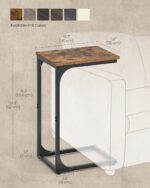 VASAGLE C-Shaped End Table, Small Side Table for Couch, Sofa Table with Metal Frame for Living Room, Bedroom, Bedside, Rustic Brown and Black - Image 4