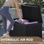 Devoko 100 Gallon Waterproof Large Resin Deck Box Indoor Outdoor Lockable Storage Container for Patio Furniture Cushions Garden Tools (100 Gallon, Black) - Image 3