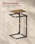 VASAGLE C-Shaped End Table, Small Side Table for Couch, Sofa Table with Metal Frame for Living Room, Bedroom, Bedside, Rustic Brown and Black - Image 8