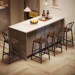 Set of 2 Bar Stools, 24.2 Inch Barstools for Kitchen Counter, High Backrest Counter Height Stools, Bar Chairs for Pub, Island, Coffee Nook, Study, Walnut and Black BY01L2BHY1 - Image 9