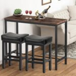 Counter Height Bar Stools Set of 2, 24 Inch Barstools for Kitchen Island Counter, Bonded Leather Kitchen Stools with Thick Saddle Seats & Heavy Duty Metal Base, Easy Assembly, All Black - Image 8