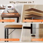 Huuger 63 Inch L Shaped Desk with Power Outlets and USB-C Port, 0.95 Inch Thicker Desktop, Reversible Computer Desk, Larger Office Corner Gaming Desk, Metal Frame, for Home Office, Study, Rustic Brown - Image 9