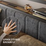 Queen Size Bed Frame with 2-Tier Storage Shelves Headboard, Platform Bed with Charging Station, LED Lights No Box Spring Needed Noise Free - Image 8