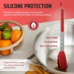 Kaluns Kitchen Tongs for Cooking Grilling Set of 4, BBQ Grill Tongs With Silicone Tip Stainless Steel Heat Resistant, Non-stick Pull Lock, Incl 7, 9, 12 Inch Tong Plus a Silicone Spatula - Image 4