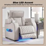 Signature Design by Ashley Boyington Contemporary Leather Match Power Recliner with Adjustable Headrest, Cup Holders, USB Port and Air Massage System, Light Gray - Image 7