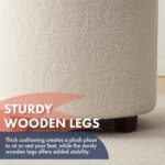 Ornavo Home Decor Round Ottoman with Storage, Round Vanity Chair Stool Ottoman Pouf with Storage for Living Room and Bedroom, Boucle White - Image 7