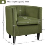 Yaheetech Velvet Accent Chair, Modern and Comfortable Armchairs, Upholstered Barrel Sofa Chair for Living Room Bedroom Waiting Room, Olive Green - Image 4