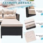 Greesum 3 Piece Patio Furniture Set Outdoor Wicker Rattan Sectional Sofa with Cushions & Coffee Table for Yard, Garden, Porch, Poolside, Light Beige - Image 7