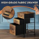 DEVAISE Mobile File Cabinet, Rolling Printer Stand with 3 Drawers, Fabric Vertical Filing Cabinet fits A4 or Letter Size for Home Office, Rustic Brown Wood Grain Print - Image 5