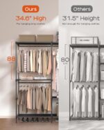 Clothes Rack, Portable Closet, 80.7 Inch Extra Large Capacity Wardrobe Closet, Clothes Storage Organizer with Shelves and 5 Hanging Rods, Easy to Assembly, Black PCT036B01 - Image 4
