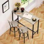 Bar Stools, Set of 2 High Kitchen Barstools, Counter Stools Bar Chairs with Back, PU Soft seat, Footrest, Simple Assembly, Industrial Seat for Dining Room Kitchen Bar, Greige BS-004GR - Image 9