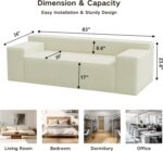 Modern 3-Seater Sofa, Hybrid Sofa in a Box, No Assembly Required, Comfy Sofa Couch with 3 Matching Pillows, Cat-Scratch Resistant Linen, Couch for Living Room or Bedroom, Beige - Image 3