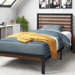 Zinus Kai Bamboo and Metal Platform Bed Frame with Headboard, No Box Spring Needed, Easy Assembly, Twin, Brown - Image 11