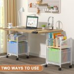 Rolling File Cabinet with Adjustable Dividers, Mobile Filing Cabinet with Storage Drawer on Lockable Wheels, Hanging File Organizer Beside Under Desk for Office, Home, White（Patent Pending） - Image 8