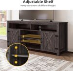 DWVO TV Stands for Living Room, Farmhouse Entertainment Center for 65 Inch TV, Rustic TV Console with Storage and Barn Door, Console Table Media Television Stands, 59 Inches, Light Rustic Oak - Image 4