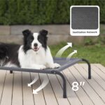 Bedsure Outdoor Elevated Dog Bed Large Sized Dog, Portable Indoor & Outdoor Cooling Raised Cot Pet Hammock Bed with Skid-Resistant Feet, Frame with Breathable Mesh, Grey, 49 inches - Image 3