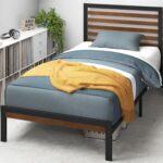 Zinus Kai Bamboo and Metal Platform Bed Frame with Headboard, No Box Spring Needed, Easy Assembly, Twin, Brown - Image 2