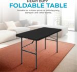 Simpli-Magic 4ft Portable Plastic Folding Table – 17% Thicker Than Others – Indoor & Outdoor Heavy-Duty Foldable Utility Table w/Handle for Party & Camping (Black) - Image 4