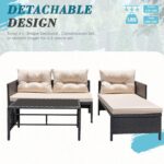 Greesum 3 Piece Patio Furniture Set Outdoor Wicker Rattan Sectional Sofa with Cushions & Coffee Table for Yard, Garden, Porch, Poolside, Light Beige - Image 6