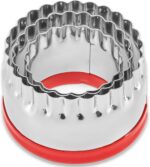 3Pcs Fluted Round Cookie Cutters - 2" & 2.6" & 3", Heavy Duty Food-Grade Stainless Steel, Mini Biscuit Cutter, Unique Design with Protective Red Top PVC - Image 2