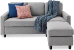 Best Choice Products Upholstered Sectional Sofa for Home, Apartment, Dorm, Bonus Room, Compact Spaces w/Chaise Lounge, 3-Seat, L-Shape Design, Reversible Ottoman Bench, 680lb Capacity - Light Gray - Image 2
