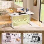 Veken 55 Inch Large Electric Standing Desk,Sit to Stand Up, Heights Adjustable, Work Home Office Computer Table for Study, Walking Pad, Writing, and Games, Wooden Desktop Desks, White - Image 10