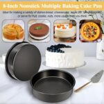 8 Inch Cake Pan Set of 3, Nonstick Baking Pans Set with 100PCS Pre-cut Parchment Paper for Layer Cakes, Durable Round Cake Pans Sets for Baking for Birthday Christmas, Dishwasher Safe - Image 9