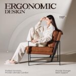 Yaheetech PU Leather Armchairs, Retro Leisure Accent Chair with Extra Soft Padded and Cushion, 105 Degree Slant Back, Modern Reading Arm Chair for Living Room/Office/Bedroom/Study, 2pcs, Light Brown - Image 5