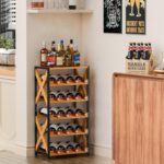 20 Bottle Wine Rack Freestanding Floor with Wood Top,Wobble-Free 5 Tier Wine Display Storage Stand Shelf,Stackable Modular Wine Bottle Holder Rack for Kitchen,Cellar,Living Room - Image 3