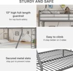 DHP Dusty Metal Bunk Bed Frame, Twin-Over-Full for Kids, Teens, Adults, Angled Ladder, Guardrail, No Boxspring, Small Spaces, Silver - Image 4