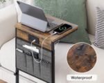 Vagusicc C Shaped End Table with Charging Station, 33" Tall Side Table for Couch, Sofa Table Adjustable Height Small Couch Side C Table, Slide Under Sofa Tray Arm Table for Living Room, Bedroom, Brown - Image 10