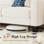 Homall Sofa for Living Room, Couch with Convertible Chaise, 3 Seat L-Shaped Sofas, Comfy Corduroy Couches for Apartment, Small Space, Cream - Image 7