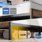 Queen Size Bed Frame with 2-Tier Storage Shelves Headboard, Platform Bed with Charging Station, LED Lights No Box Spring Needed Noise Free - Image 6