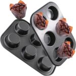 2 Packs Round Muffin Baking Pan, Premium Steel Muffin Pan for Baking, Cupcake Tin Cheesecake Pans, Bakeware Muffin Top Pan (6 Cups,Black) - Image 2