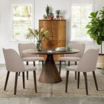 COLAMY Upholstered Dining Chairs Set of 6, Modern Fabric Dining Room Kitchen Side Chair with Padded Seat and Wood Legs for Restaurant/Cafe, Camel - Image 4