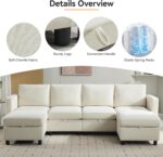 107”Modular Sectional Sofa Convertible U Shaped Sofa Couch Set with Storage for Living Room, Modern 6 Seater Modular Sectional Couch with Movable Ottoman, Chenille(Beige) - Image 5