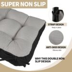 BUYUE Chair Cushion Set for Rocking Chair, Back Pillow & Seat Cushion with Ties, Original Woven Fabric Non-Slip Chair Pads for Elderly Sitting, Black - Image 5