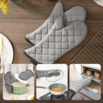 ARCLIBER Oven Mitts 1 Pair of Quilted Lining,Heat Resistant Kitchen Gloves,Classic Flame Oven Mitt Set,Grey 13 Inches - Image 6