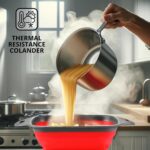 Square Collapsible Colander with Handles – Red Square Silicone Kitchen Strainers with Plastic Handles Foldable Kitchen Strainer Perfect for Draining Pasta Vegetable and Fruit Red - Image 7