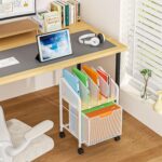 Rolling File Cabinet with Adjustable Dividers, Mobile Filing Cabinet with Storage Drawer on Lockable Wheels, Hanging File Organizer Beside Under Desk for Office, Home, White（Patent Pending） - Image 3