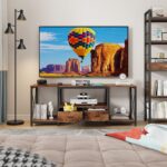 GYIIYUO TV Stand with Fabric Drawers for 65 70 75 Inches TV - Entertainment Center and Industrial TV Console Table with Open Storage Shelves for Living Room, Bedroom - 63" Rustic Brown - Image 8