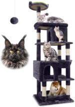 Globlazer Heavy Duty Cat Trees for Large Cats, Sturdy 72in Maine Coon Cat Tree for Large Cats 20 lbs+ Heavy Duty Cat Tower for Adult Biggest Cat with 6 Scratching Posts, Hammock, S72, Dark Gray - Image 2