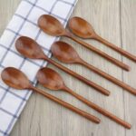 Wooden Spoons, 6 Pieces 9 Inch Wood Soup Spoons for Eating Mixing Stirring, Wood Spoon with Japanese Style Kitchen Utensil - Image 3