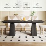 LITTLE TREE Dining Table for 4-6 People, Wooden Table, Rectangle Furniture with Heavy Duty Legs, Modern Kitchen Table for Home, Dining Room, Black - Image 8