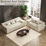 Modern 3-Seater Sofa, Hybrid Sofa in a Box, No Assembly Required, Comfy Sofa Couch with 3 Matching Pillows, Cat-Scratch Resistant Linen, Couch for Living Room or Bedroom, Beige - Image 7