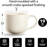 Maison Neuve Riverside Collection 4-Piece Mug Set - 19 Oz, Hand Crafted Ceramic Stoneware Mug Set, Modern Dining Mugs - Large & Multipurpose Shape Mugs, Microwave & Dishwasher Safe - Oxford White, - Image 3