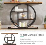 Tribesigns 41.3" Console Table, Industrial 4-Tier Sofa Table Entryway Table with Circle Base, Narrow Wood Accent Tables with Storage Shelves for Living Room, Hallway, Foyer, Rustic Brown - Image 7