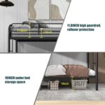 Flolinda Metal Bunk Bed Twin Over Twin, Heavy Duty Bunk Beds with 2 Ladders and 11.8" Full-Length Guardrail, Space-Saving Bunk Bed with Storage, No Box Spring Needed, Easy Assemble, Black - Image 5